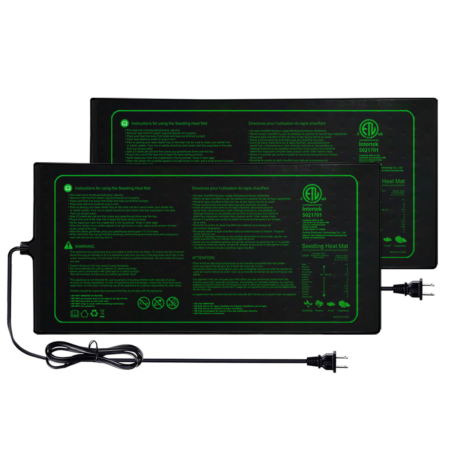 Seedling Heat Mat - Podgrzewacz do sadzonek, wodoodporny, 2 sztuki,