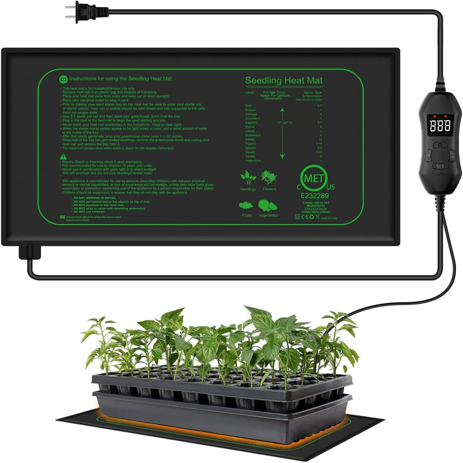 Seedling Heat Mat - Mata grzewcza do sadzonek z cyfrowym