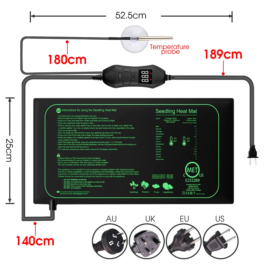 50W UE-USA/UK/AU regulowany te – Seedling Heat Mat recenzja i cena